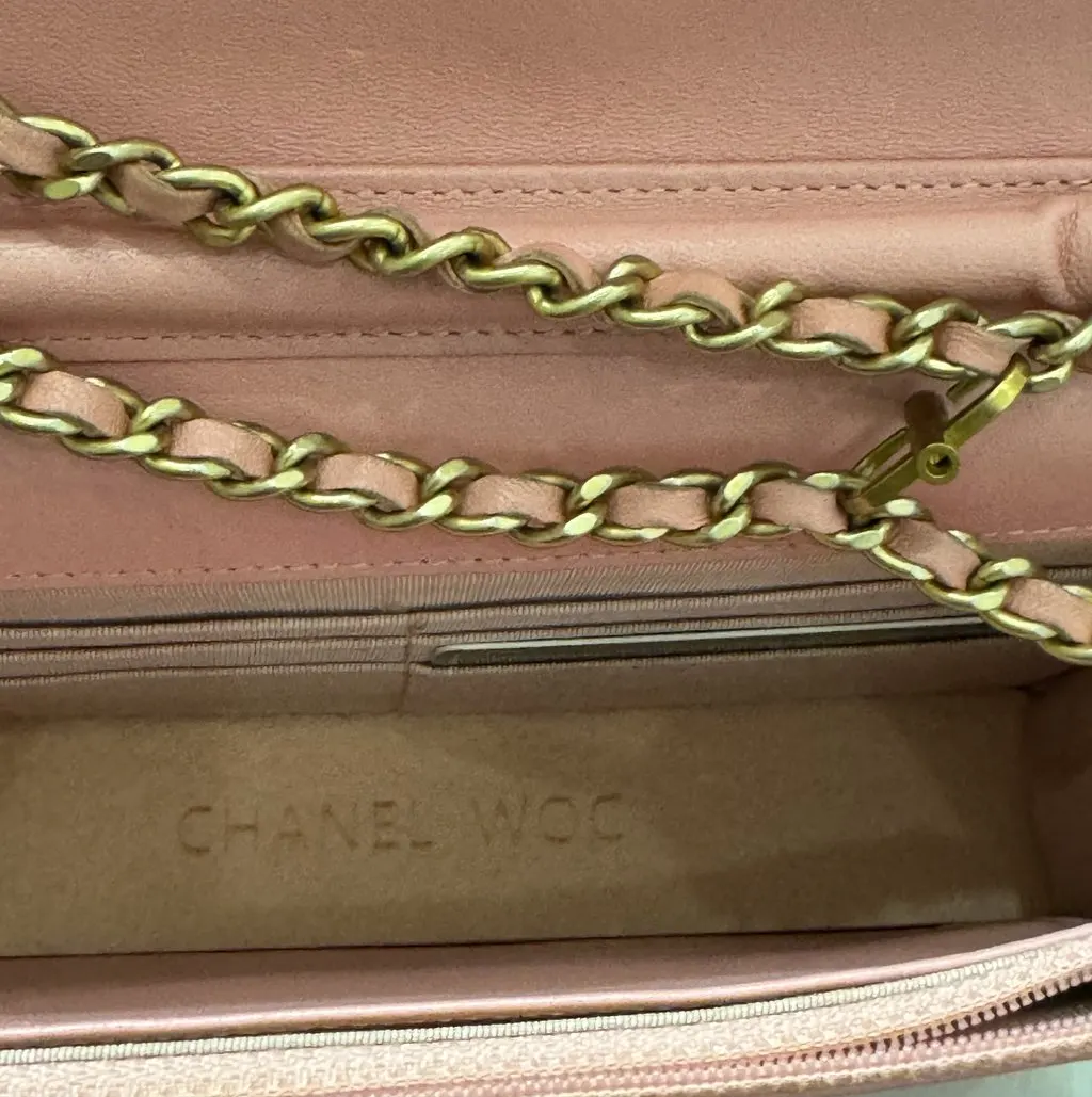 Chanel Wallet on Chain Pink Leather Very good - Model View