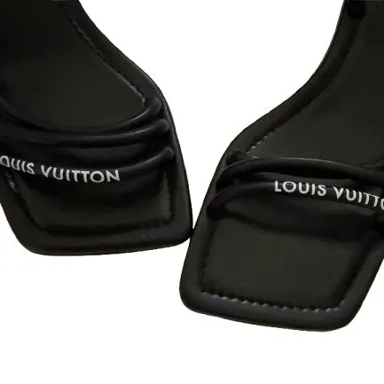 Louis Vuitton Louis Vuitton Black Lambskin Nova Strappy Sandals Black Leather Very good - Inside View