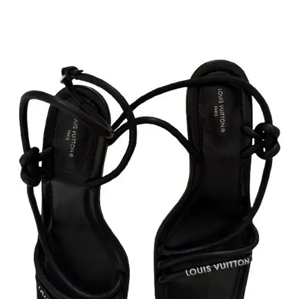 Louis Vuitton Louis Vuitton Black Lambskin Nova Strappy Sandals Black Leather Very good - Box View