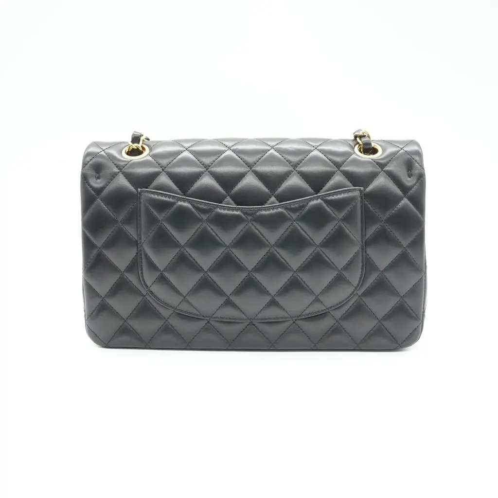 Chanel Classic Double Flap 25 Shoulder Bag Lambskin Black Black Leather Very good - Back View