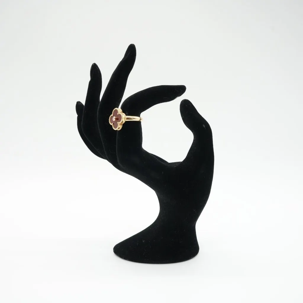 Van Cleef & Arpels Vintage Alhambra Ring,18K Yellow Gold, Carnelian, Diamond Size:49 6.7G Gold Gold Very good - Box View