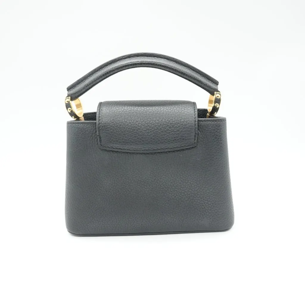 Louis Vuitton Capucines Mini Black Taurillon Black Leather Fair - Back View