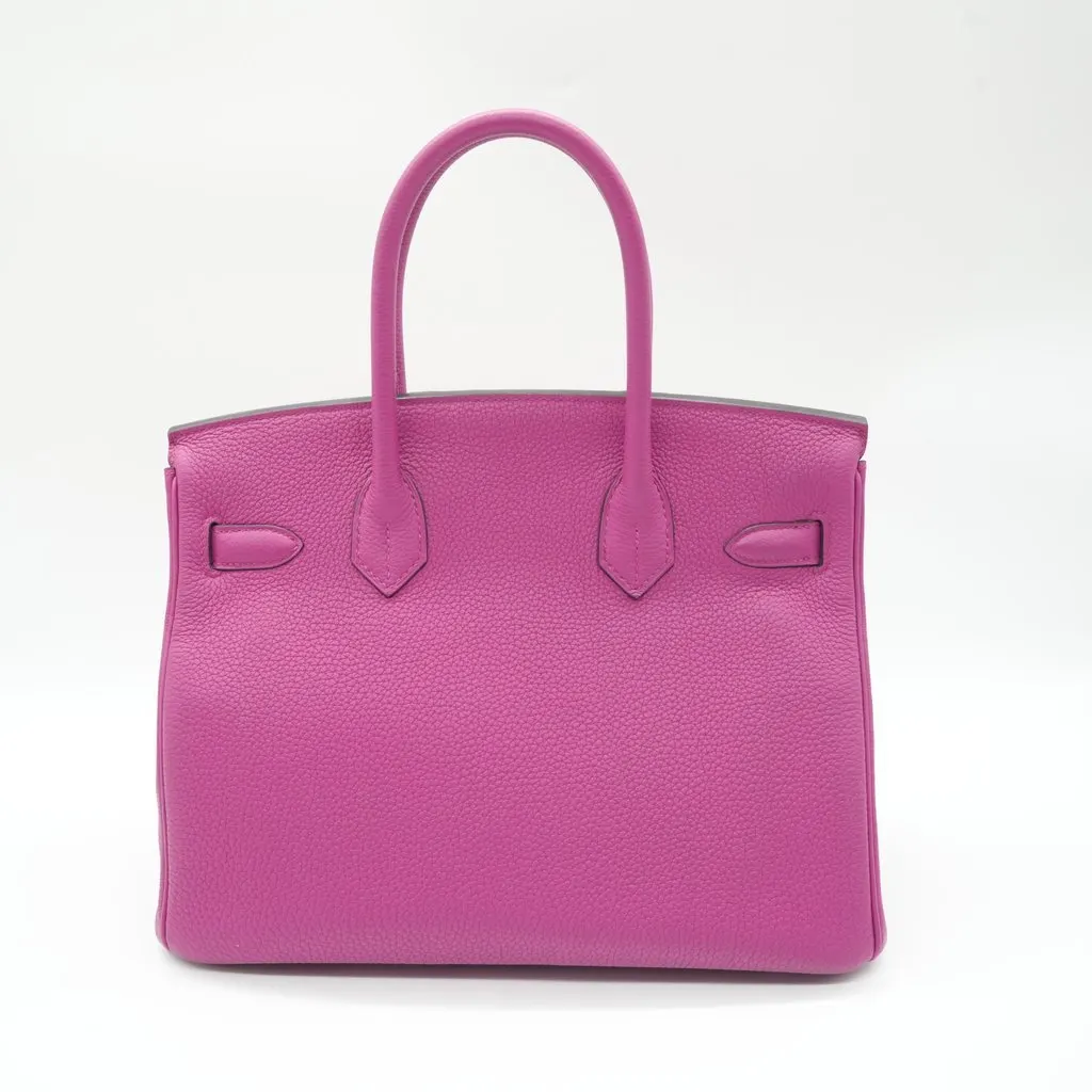 Hermès Birkin 30 Rose Pourpre Togo Leather With Palladium Hardware Stamp C(2018) Purple Leather Good - Back View
