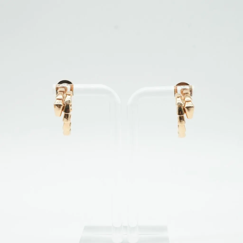 Bvlgari Serpenti Viper Hoop Earrings 18K Rose Gold 9.5g Gold Rose Gold Good - Back View
