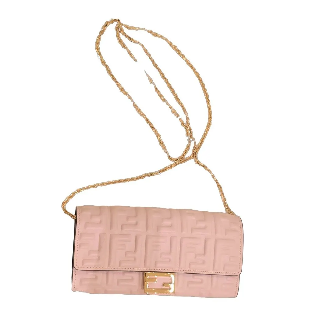 Fendi Continental wallet on chain Pink Leather Never worn - Front View
