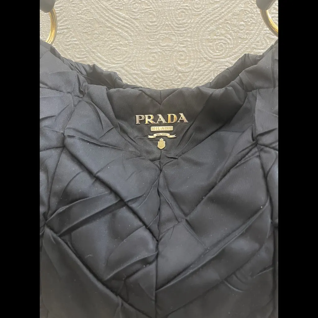 Prada Quilted Tessuto Nylon Bag Black Good - Back View