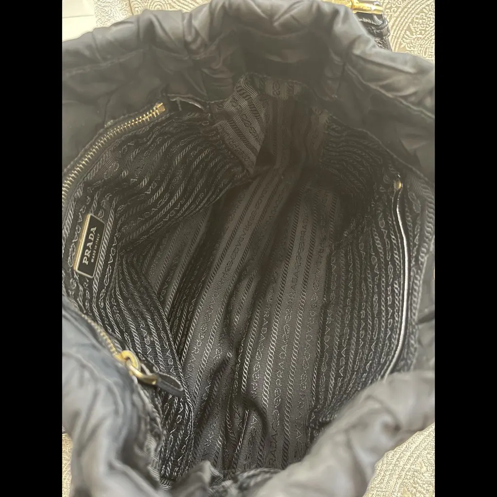 Prada Quilted Tessuto Nylon Bag Black Good - Model View