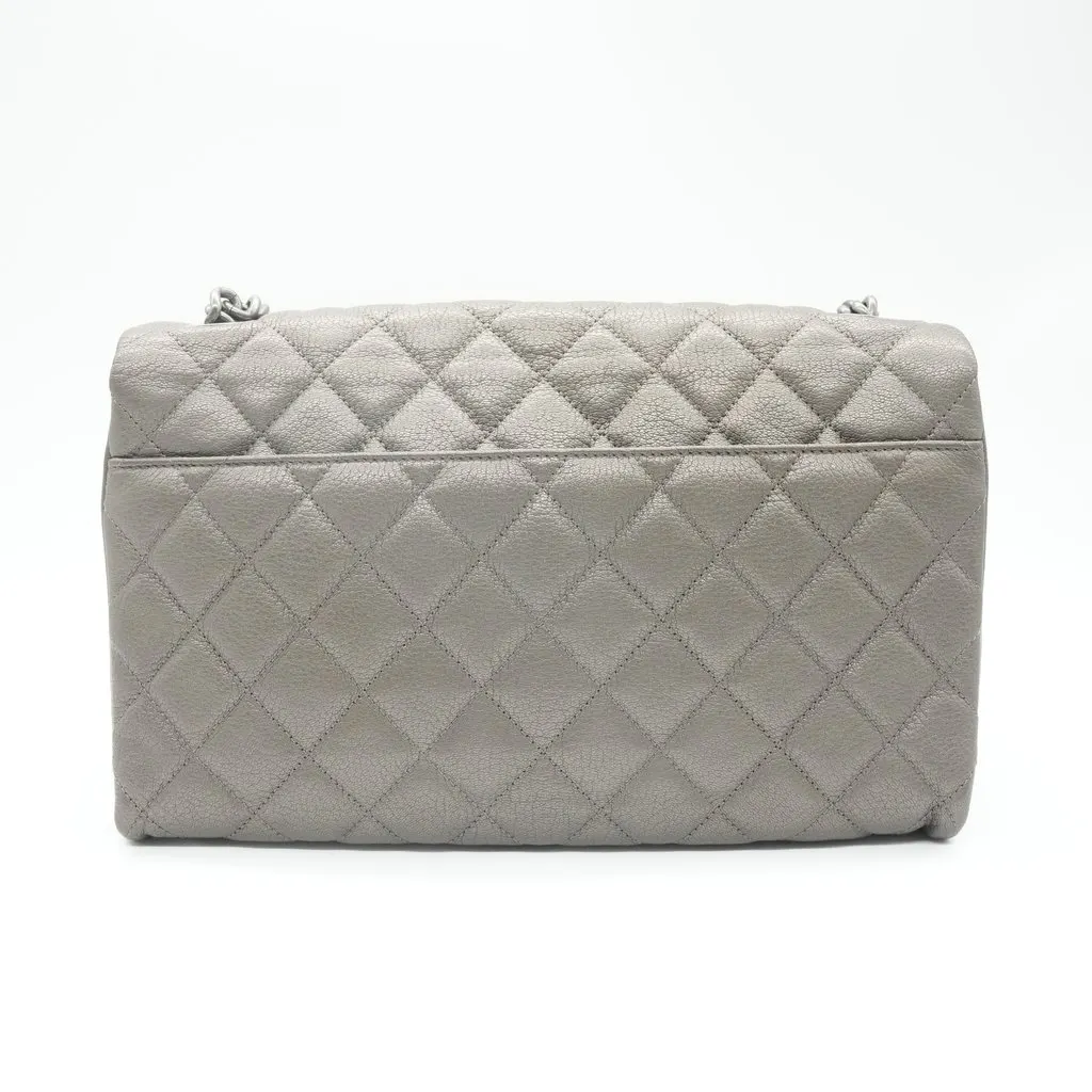 Chanel City Walk Flap Grey Leather Good - Back View
