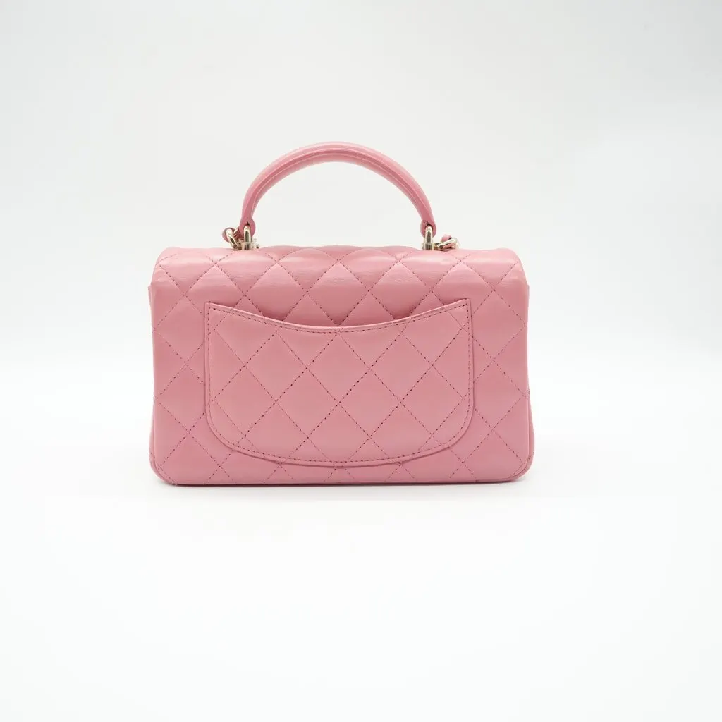 Chanel Single Flap Mini Pink Pink Leather Good - Back View