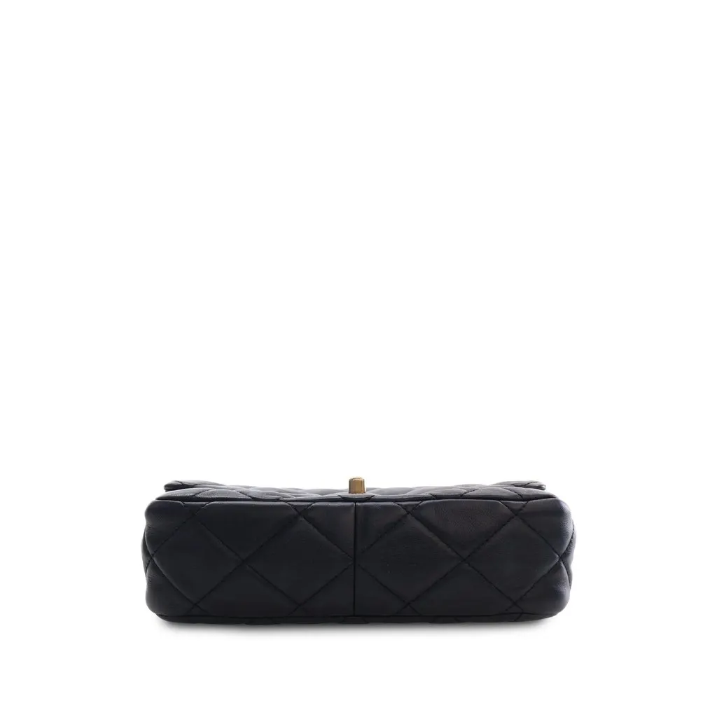 Chanel Small Quilted Lambskin Lacquered Chain Flap Black Leather Very good - Inside View