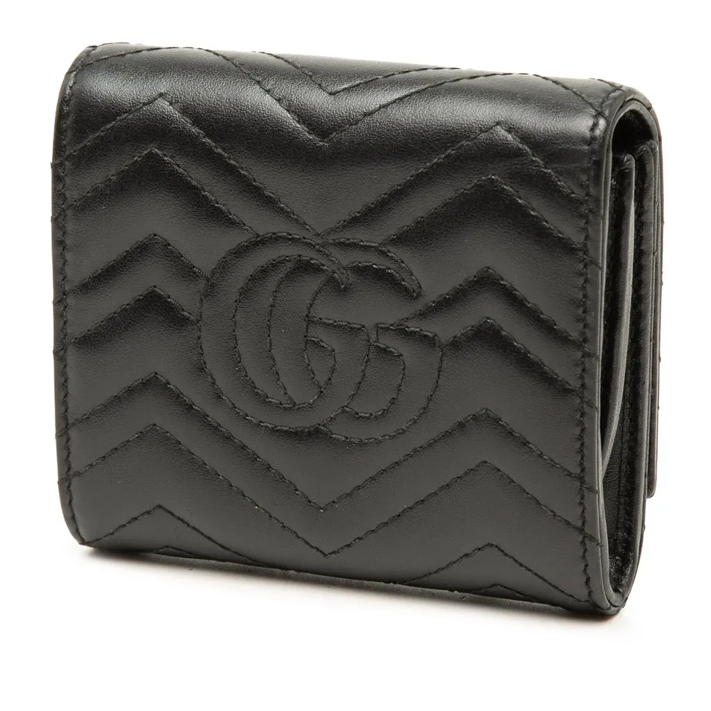 Gucci GG Marmont Matelasse Calfskin Card Case Wallet Black Leather Very good - Back View