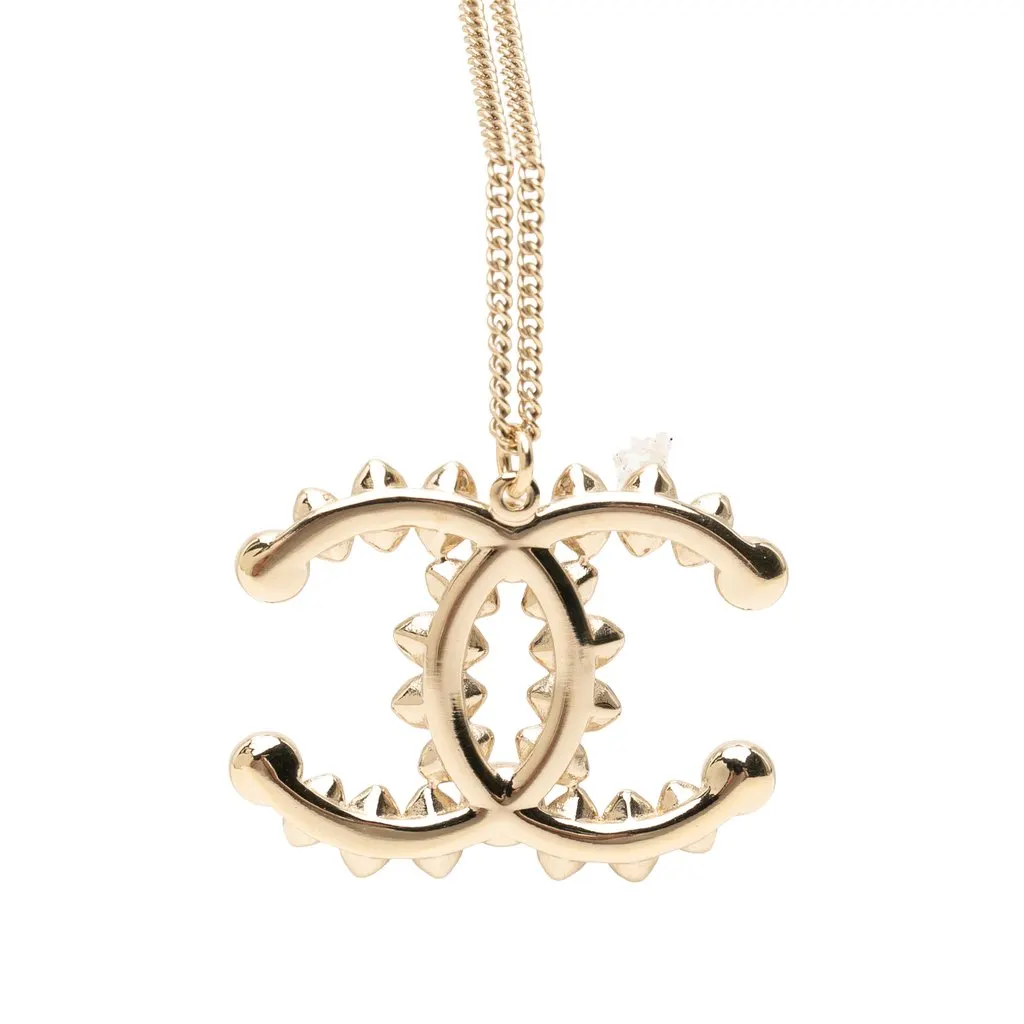 Chanel CC Gold Plated Strass Cabochon Pendant Necklace Gold Metal Very good - Inside View