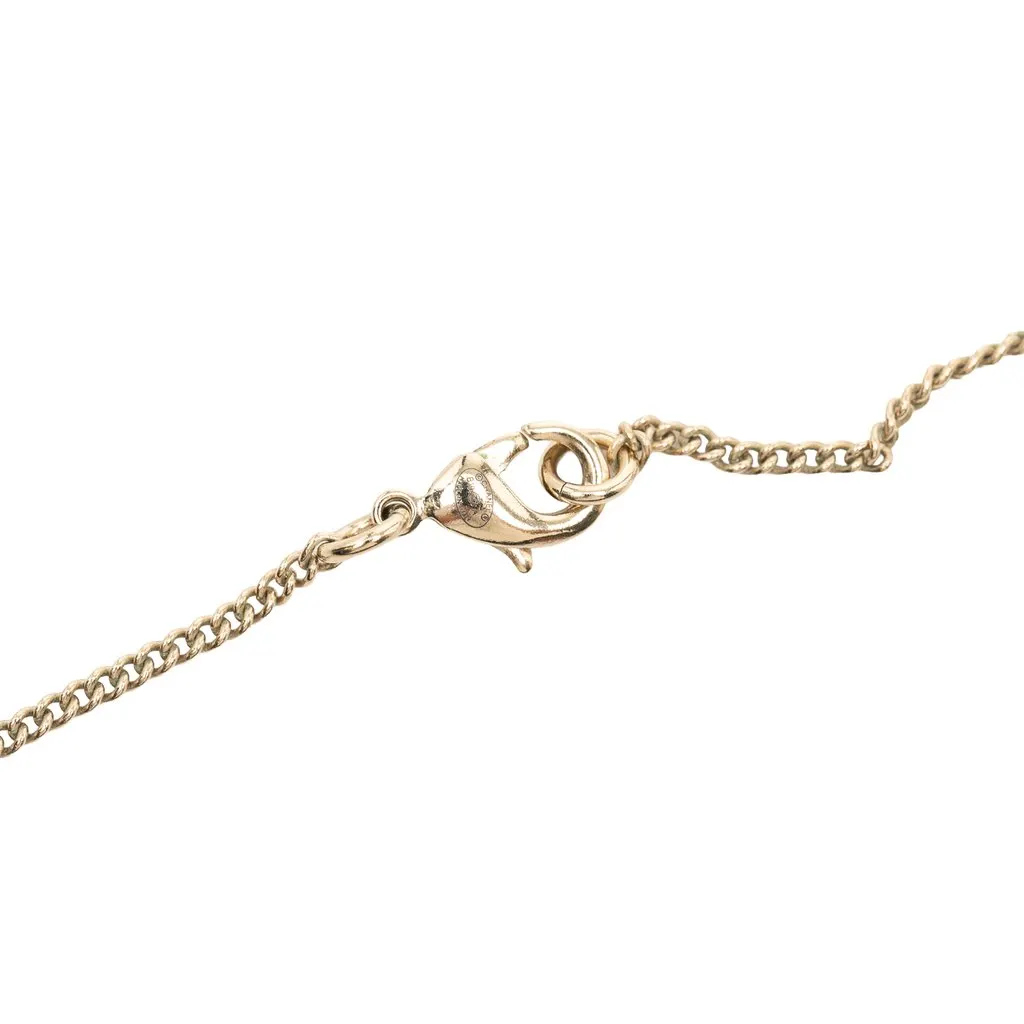 Chanel CC Gold Plated Strass Cabochon Pendant Necklace Gold Metal Very good - Model View