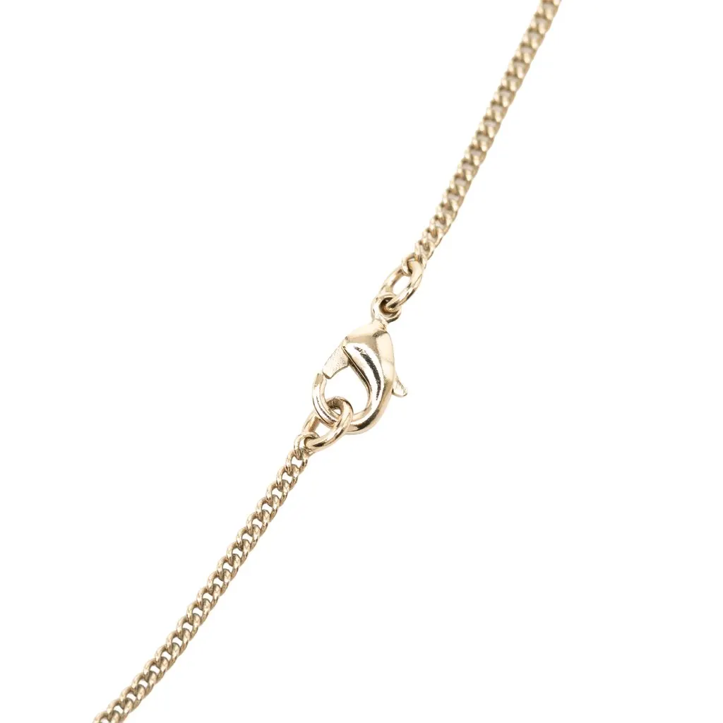 Chanel CC Gold Plated Strass Cabochon Pendant Necklace Gold Metal Very good - Box View