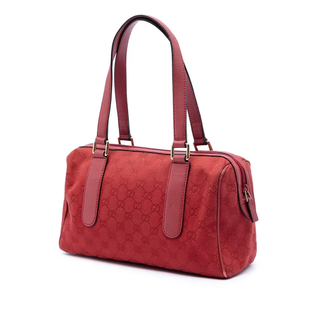 Gucci GG Canvas Boston Bag Red Very good - Back View