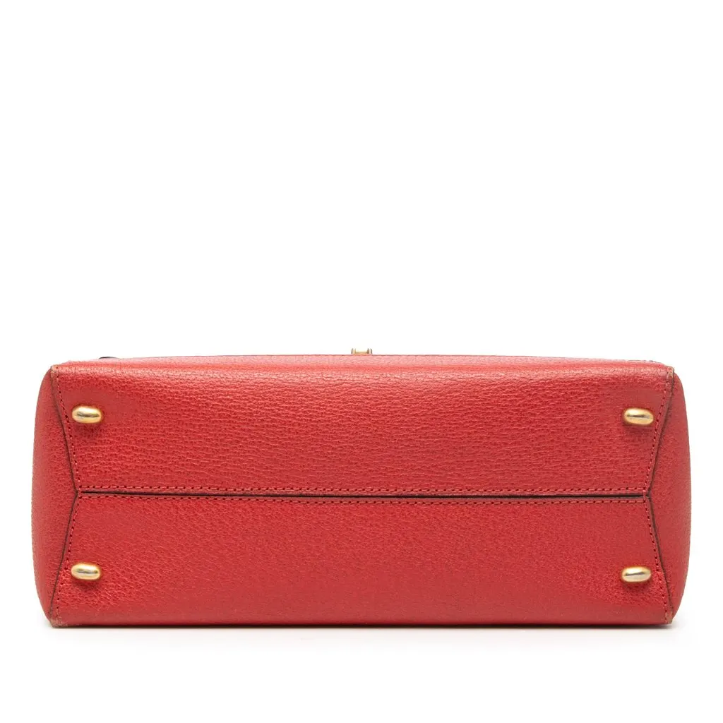 Celine Leather 16 Turn Lock Top Handle Bag Red Leather Very good - Inside View
