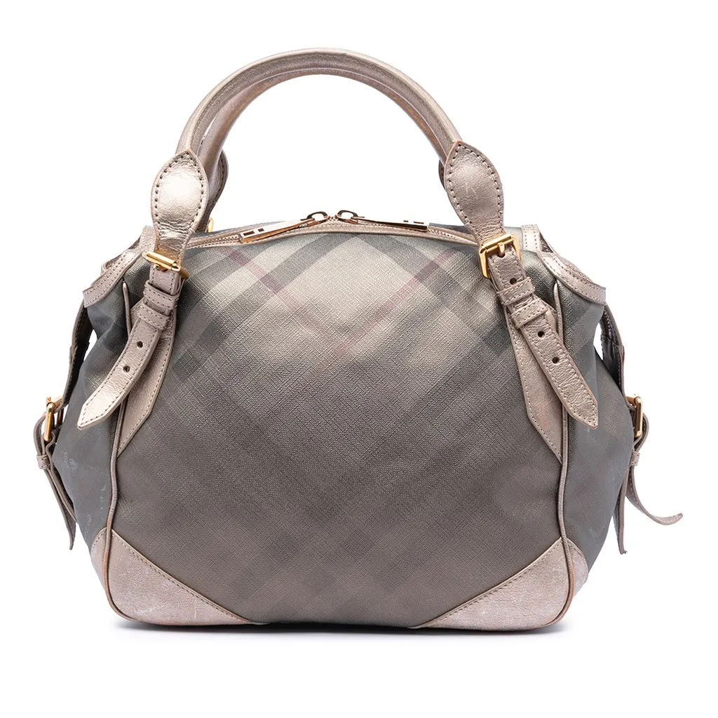Burberry Smoke Check Coated Canvas Oakford Handbag Grey Very good - Front View