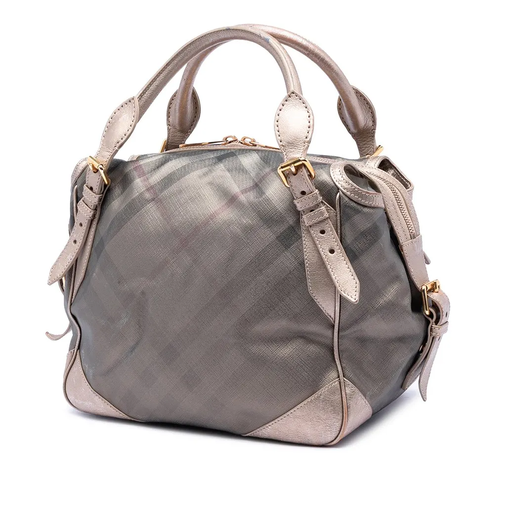 Burberry Smoke Check Coated Canvas Oakford Handbag Grey Very good - Back View