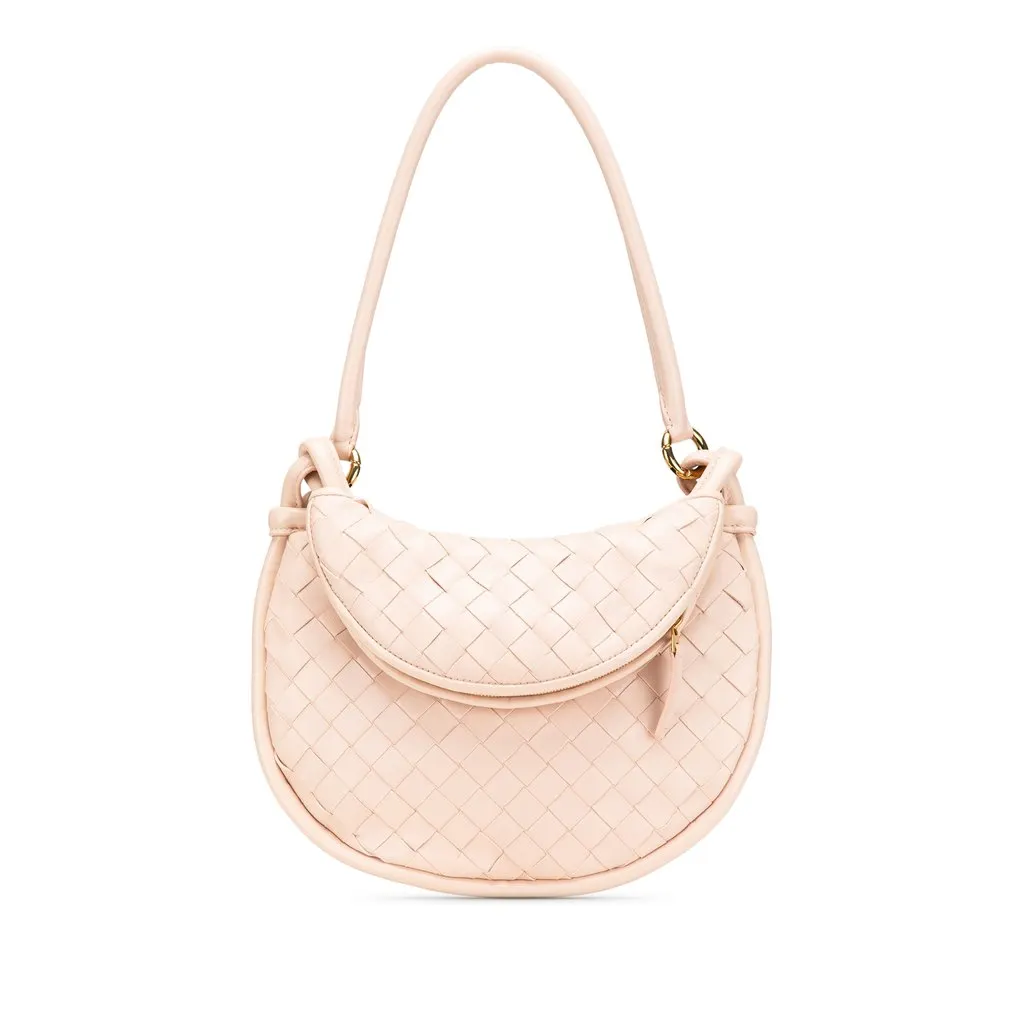 Bottega Veneta Small Nappa Intrecciato Gemelli Hobo Pink Leather Very good - Front View