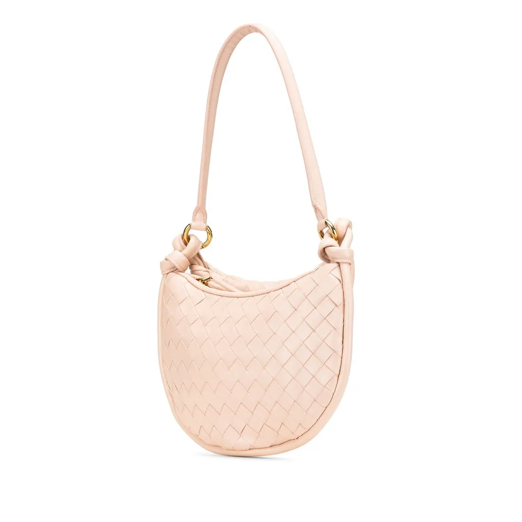 Bottega Veneta Small Nappa Intrecciato Gemelli Hobo Pink Leather Very good - Back View