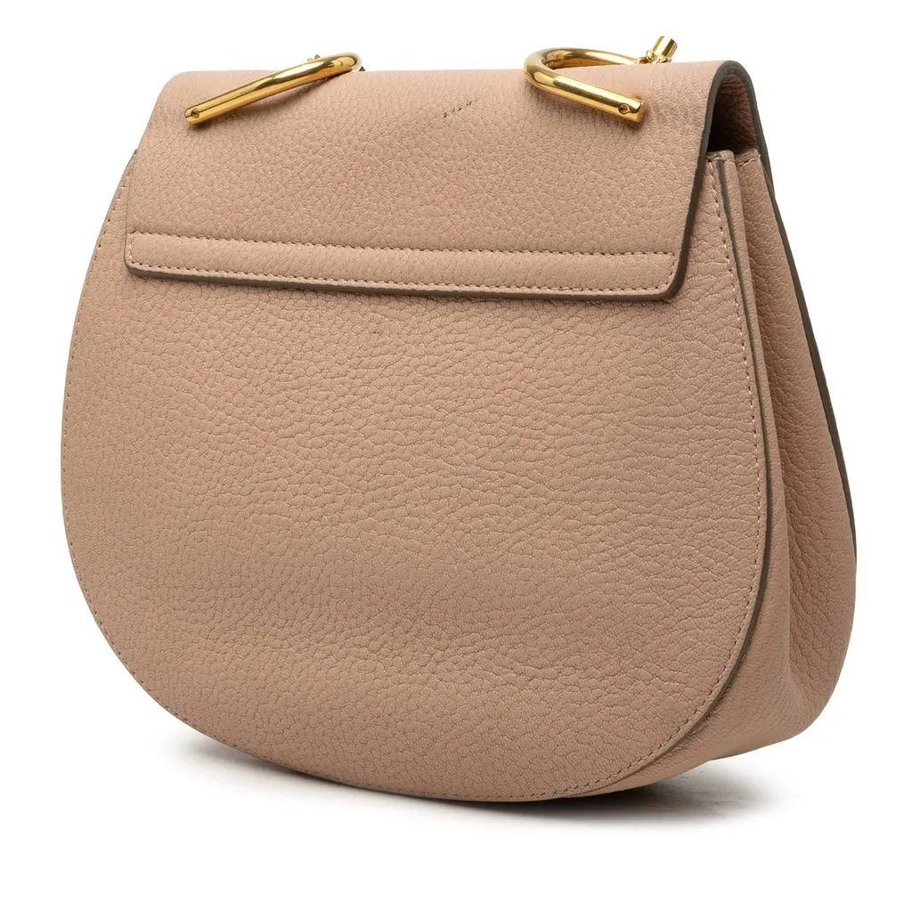 Chloé Small Grained Lambskin Drew Crossbody Brown Leather Very good - Back View
