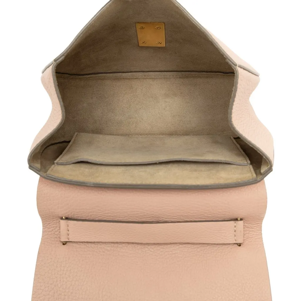 Chloé Small Grained Lambskin Drew Crossbody Brown Leather Very good - Model View