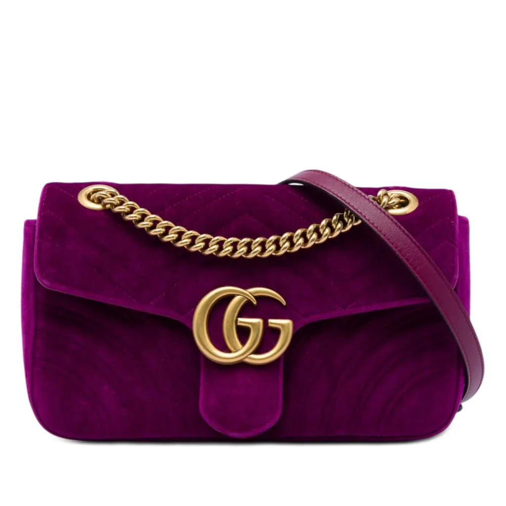 Gucci Medium GG Marmont Matelasse Velvet Shoulder Bag