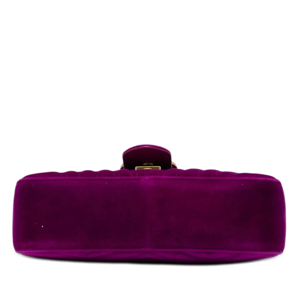 Gucci Medium GG Marmont Matelasse Velvet Shoulder Bag Purple Very good - Inside View