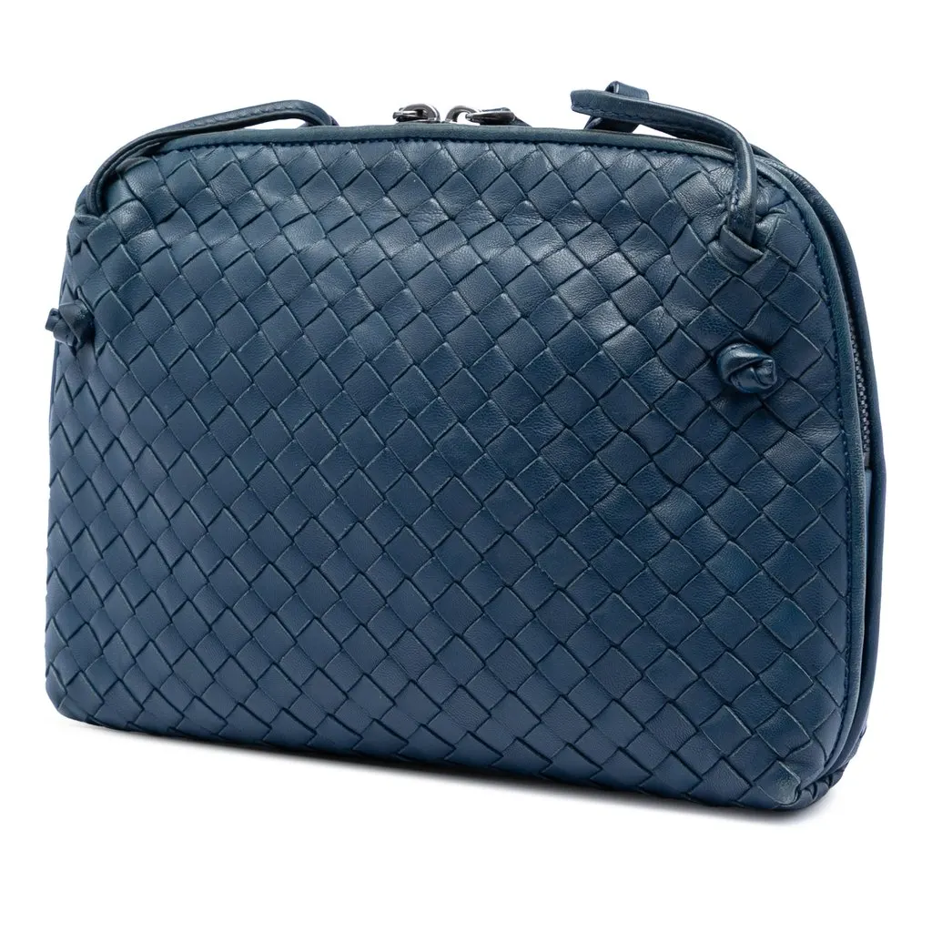 Bottega Veneta Nappa Intrecciato Nodini Crossbody Blue Leather Very good - Back View
