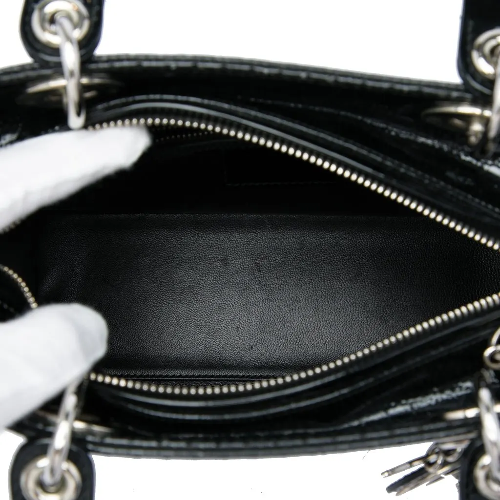 Dior Medium Metallic Patent Microcannage Lady Dior Black Leather Very good - Model View