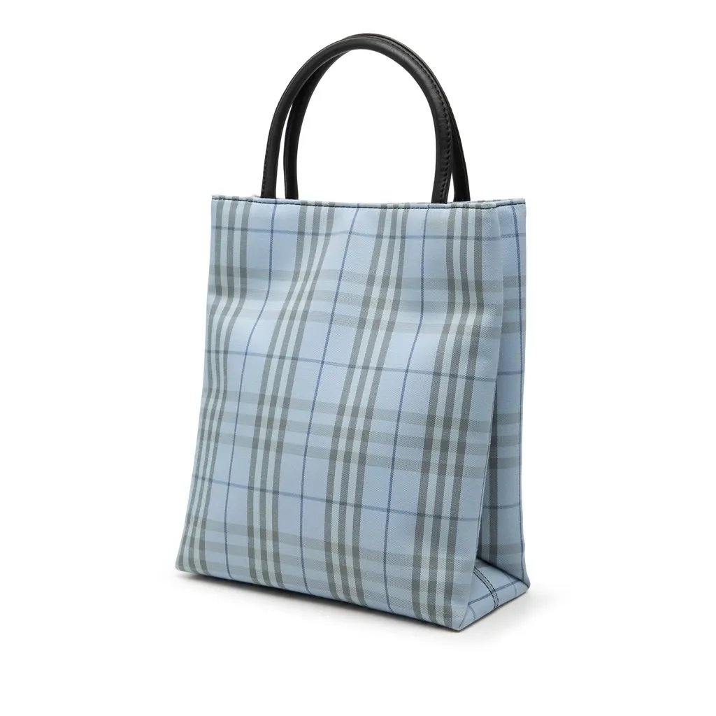 Burberry House Check Canvas Handbag Blue Very good - Back View