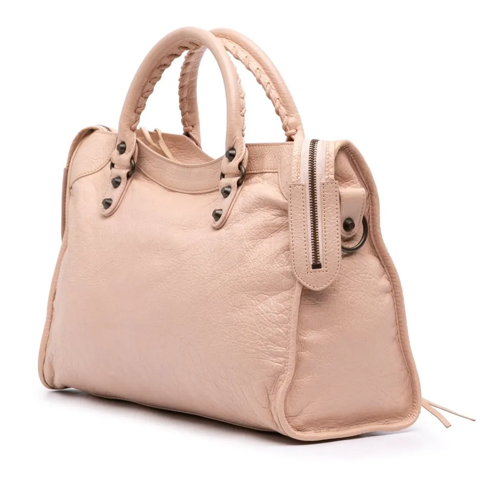 Balenciaga Lambskin Motocross Classic City Satchel Brown Leather Good - Back View