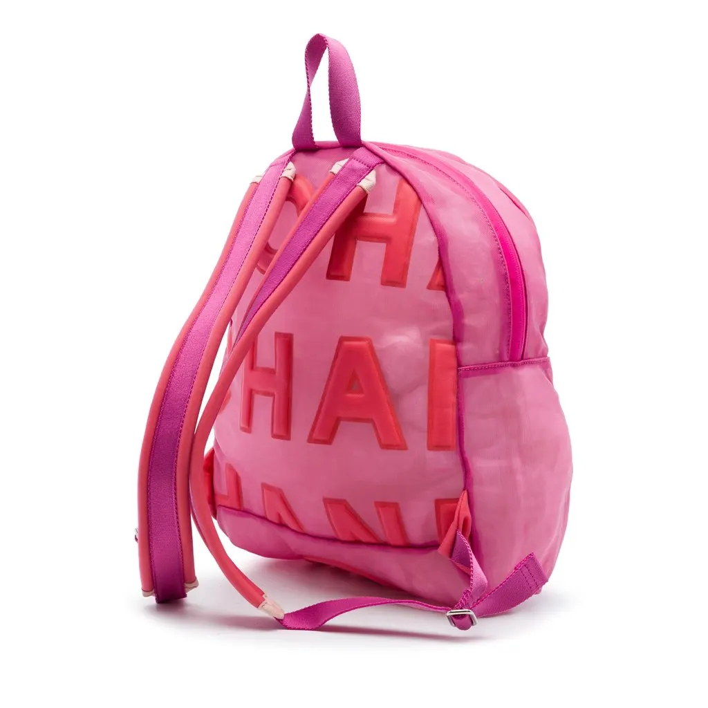 Chanel Mesh Logo Doudoune Backpack Pink Very good - Back View