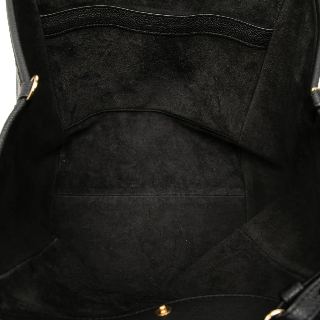 Celine Small Grained Calfskin Folded Cabas Tote Black Leather Good - Model View