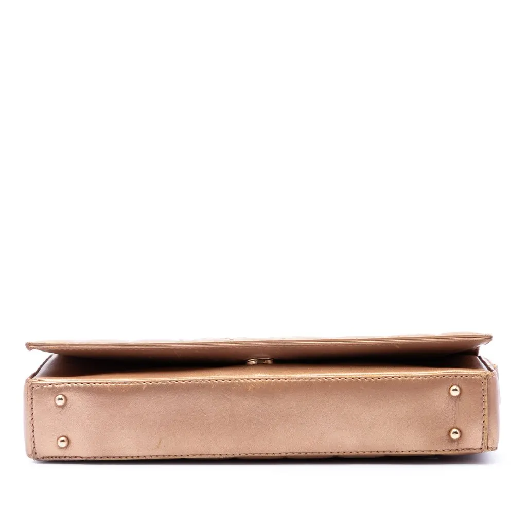Chanel CC Chocolate Bar Metallic Lambskin Shoulder Bag Gold Leather Very good - Inside View