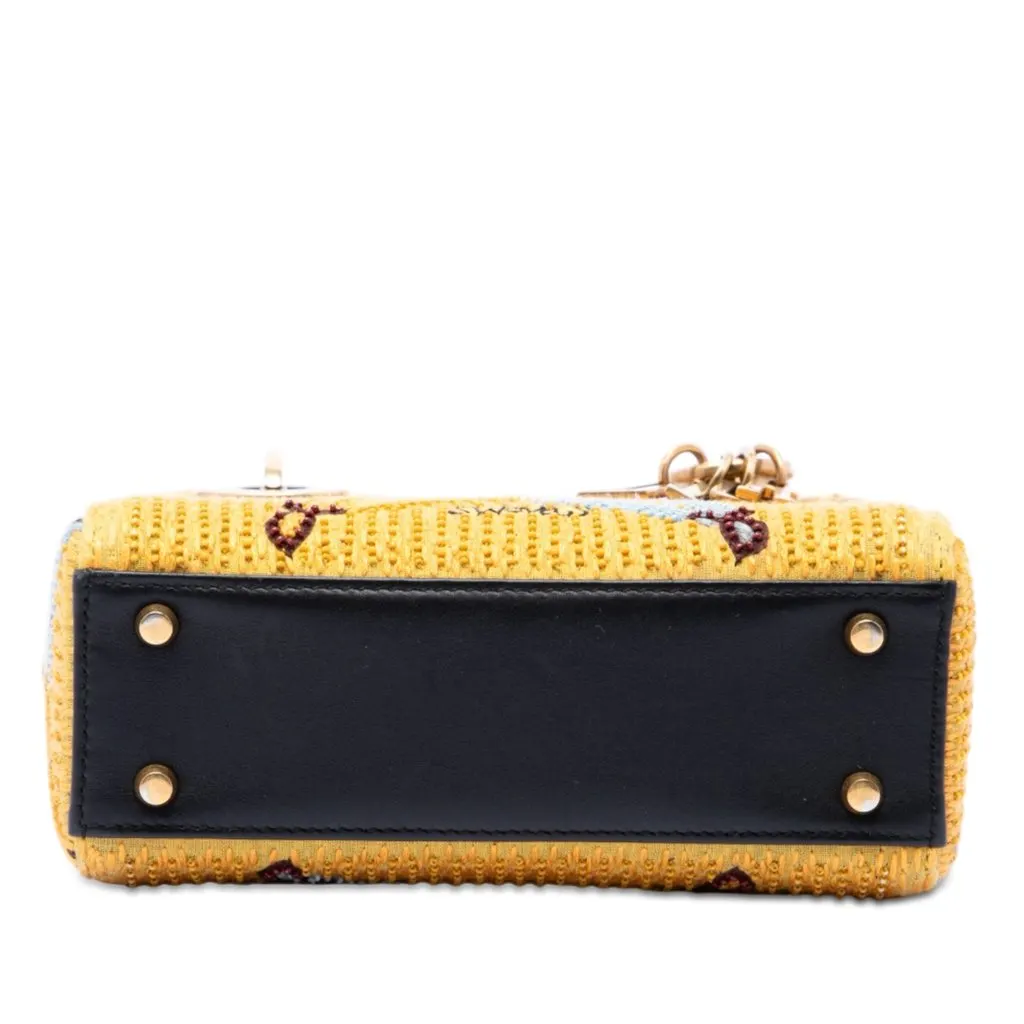 Dior Mini Embroidered Canvas Swords Lady Dior Yellow Very good - Inside View