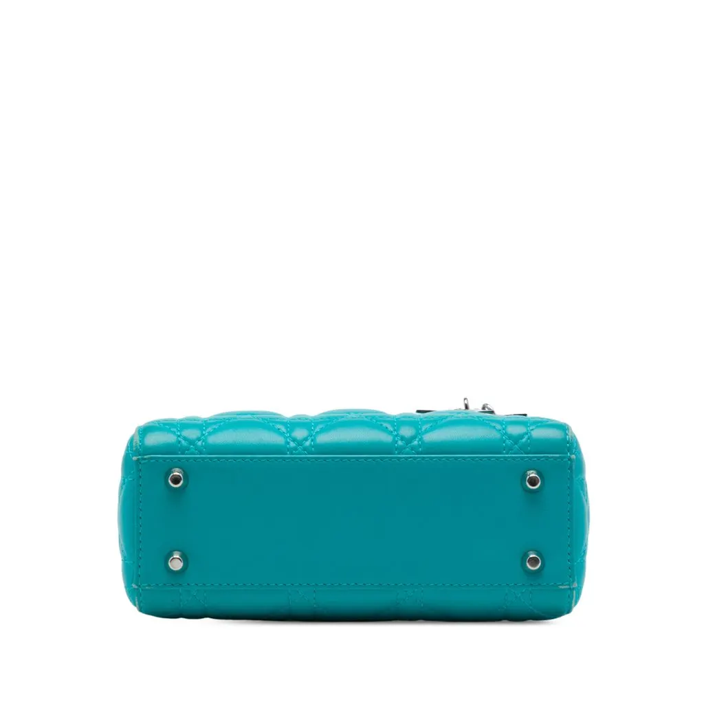 Dior Mini Lambskin Cannage Lady Dior Blue Leather Very good - Inside View