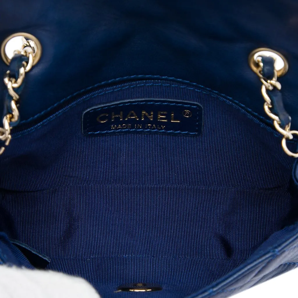 Chanel Extra Mini CC Quilted Lambskin Heart Valentine Charms Flap Blue Leather Very good - Model View