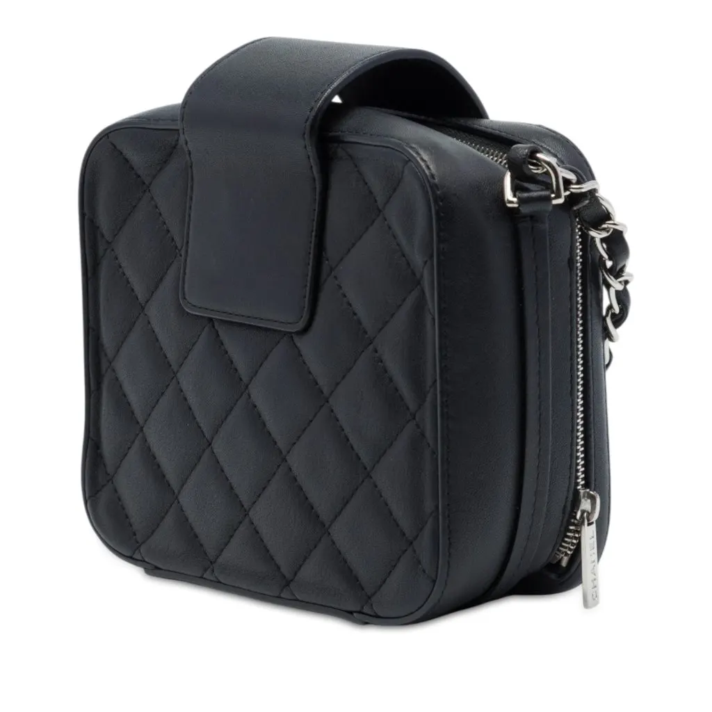 Chanel Mini Quilted Lambskin CC Box Camera Bag Black Leather Very good - Back View