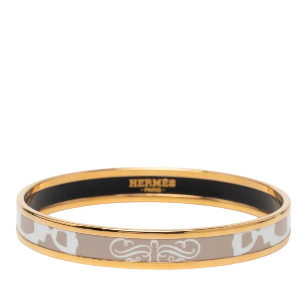 Hermès Narrow Brides de Gala Tattoo Enamel Bangle 65 Brown Very good - Front View