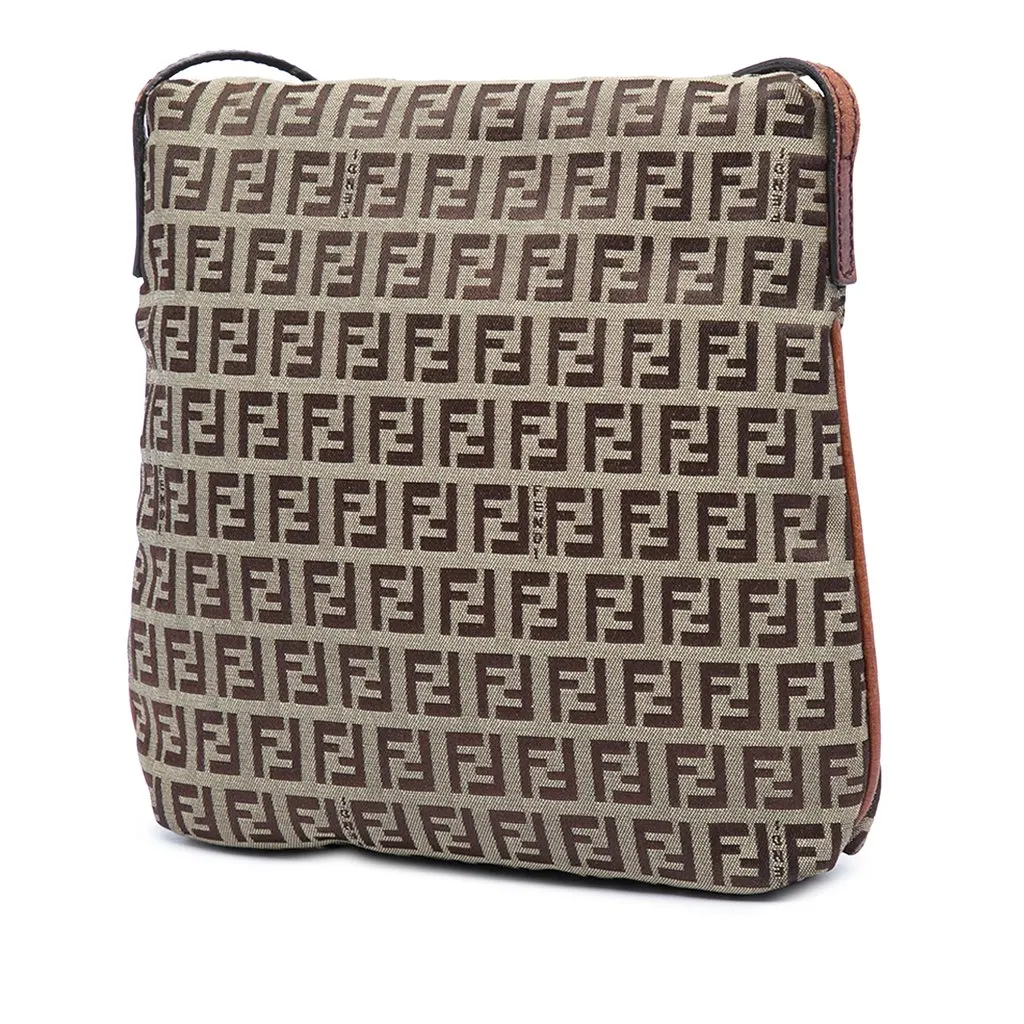 Fendi Zucchino Canvas Crossbody Brown Very good - Back View