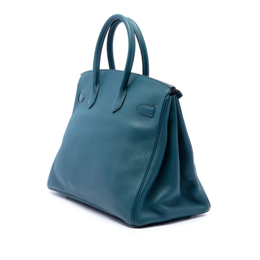 Hermès Clemence Birkin Retourne 35 Blue Leather Very good - Back View