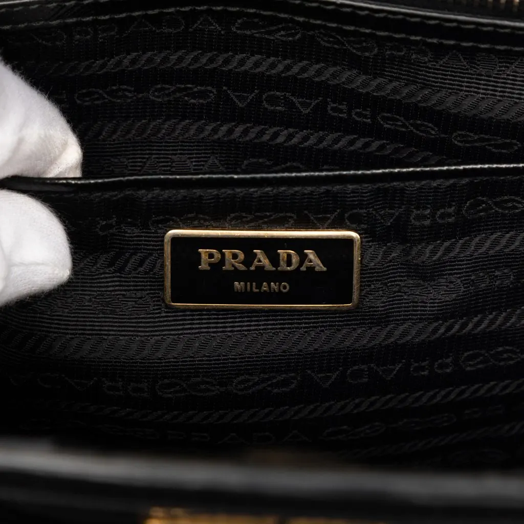 Prada Saffiano Vernice Trimmed Tessuto Parabole Tote Black Very good - Box View