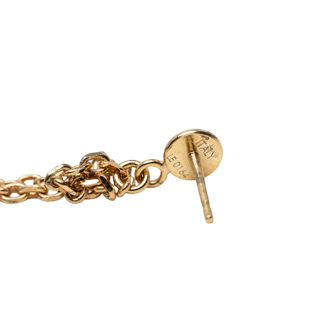 Louis Vuitton Gold Plated Strass Gamble Drop Push Back Earrings Gold Metal Very good - Inside View