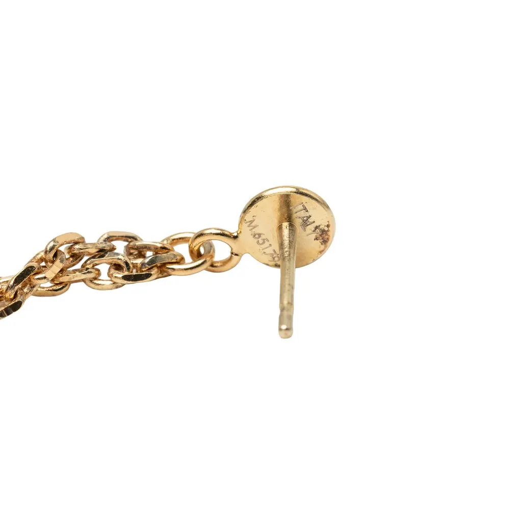 Louis Vuitton Gold Plated Strass Gamble Drop Push Back Earrings Gold Metal Very good - Model View