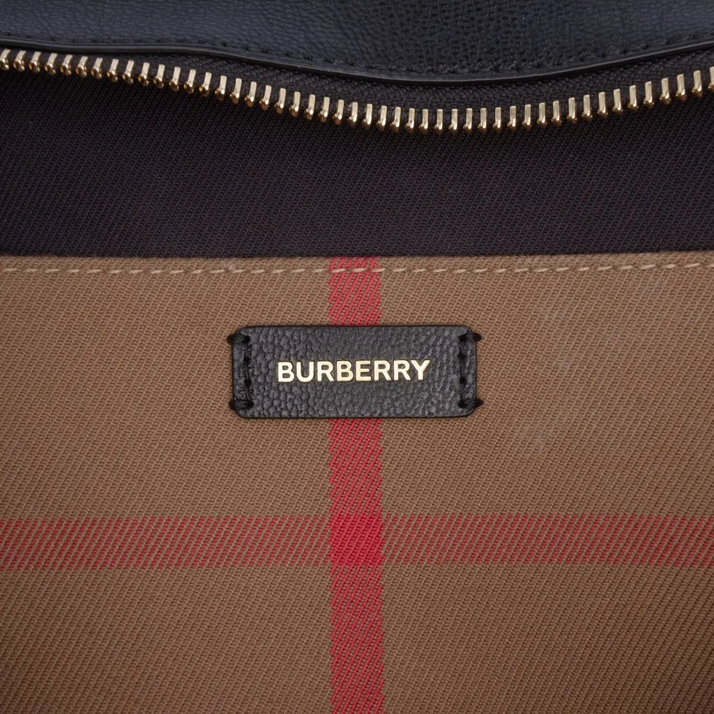 Burberry Leather and Mega Check Canvas Banwell Satchel Black Leather Very good - Box View