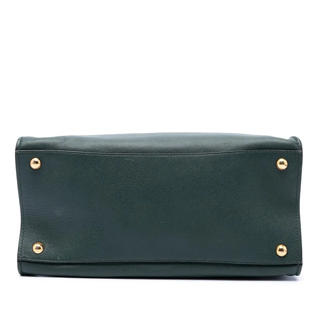 Prada Saffiano Soft Triple Pocket Tote Green Leather Good - Inside View