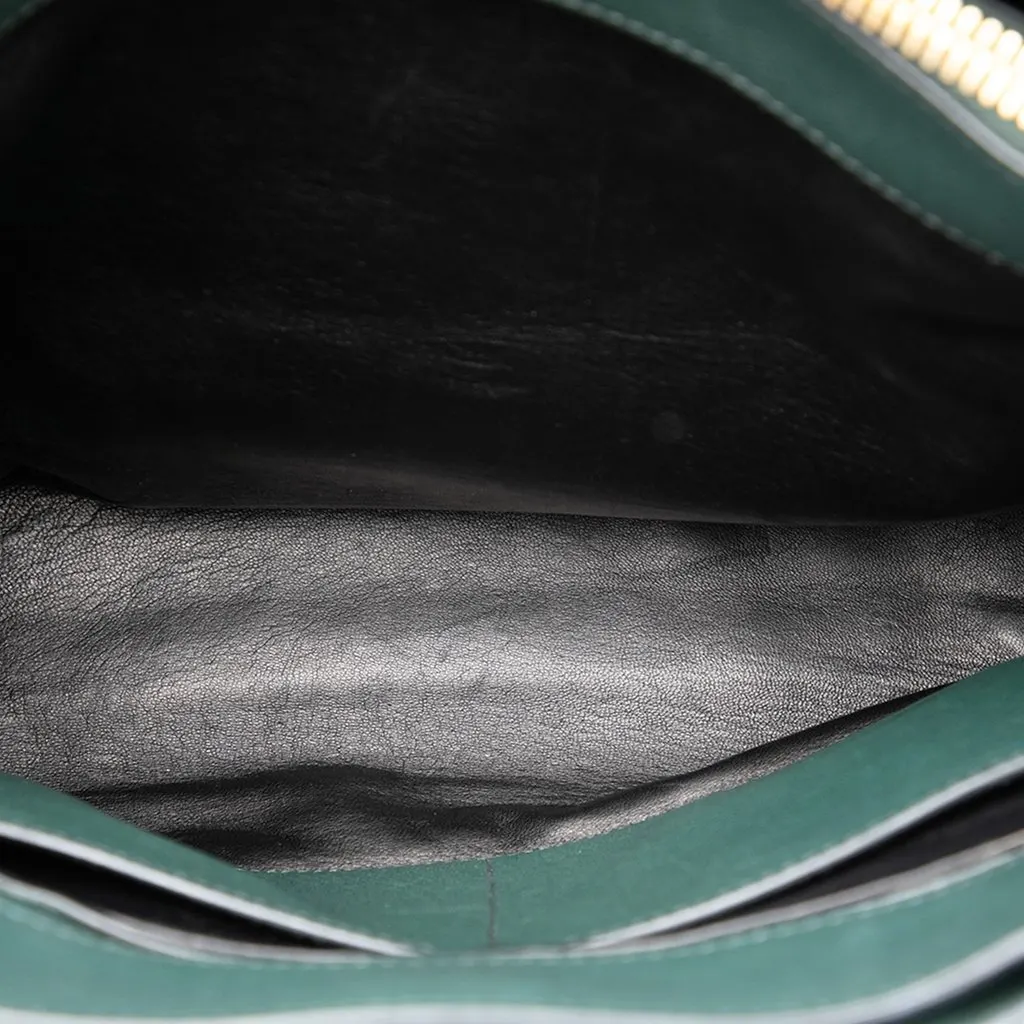 Prada Saffiano Soft Triple Pocket Tote Green Leather Good - Model View