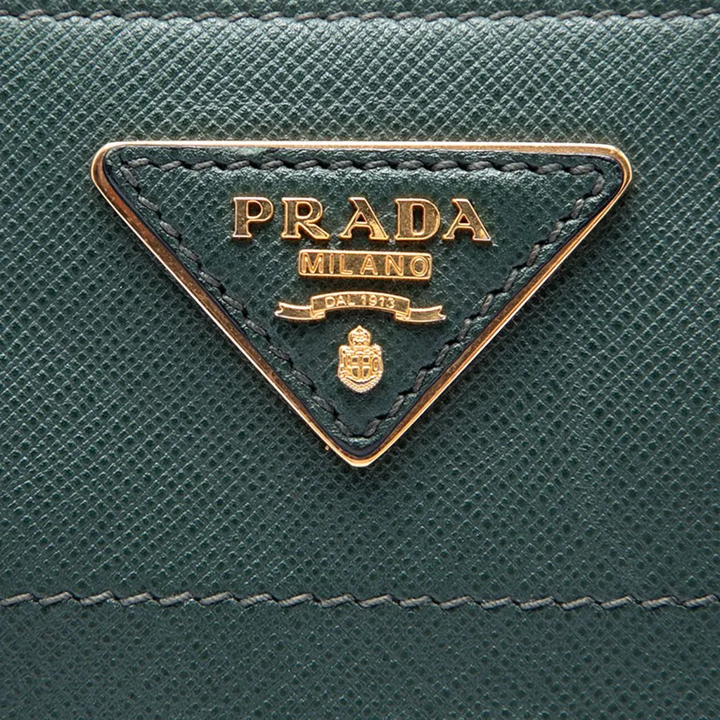 Prada Saffiano Soft Triple Pocket Tote Green Leather Good - Box View