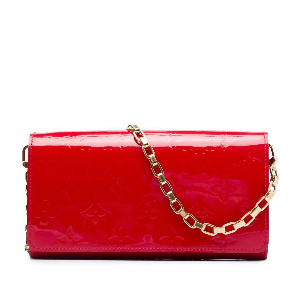 Louis Vuitton Monogram Vernis Chain Wallet Red Leather Very good - Front View